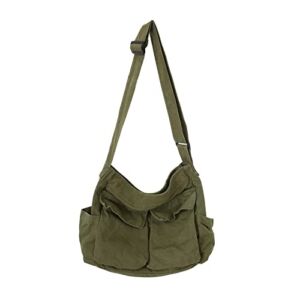 Tote bag for woman casual canvas bag female large capacity handbag female student shoulder bag(Green)