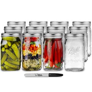 Ball Mason Jars 32 oz Wide Mouth 12 Pack – 32 oz Canning Jars – Quart Mason Jars – Wide Mouth Mason Jars – Large Mason Jars – 32 oz Mason Jars With Lids – Ball Canning Jars – Pickling – Dean Products