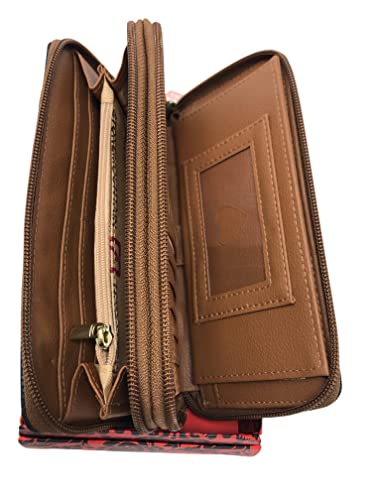 Stone Mountain Large Leather Zip Around Black/Brown Pebble Wristlet Wallet | 8X 1.5 X 4 inch | The Storepaperoomates Retail Market - Fast Affordable Shopping