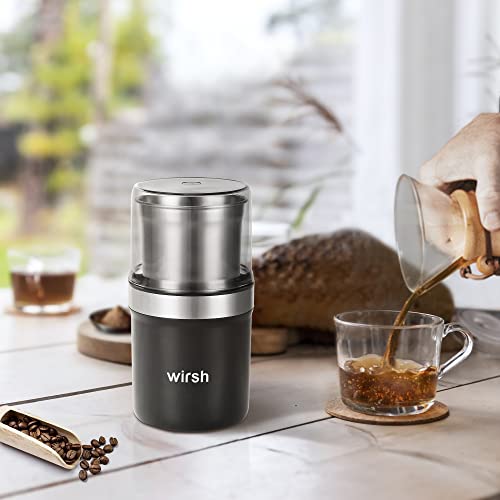 Coffee Grinder-Wirsh Electric Spice Grinder with 5.3oz. Stainless Steel Removable Bowl, Herb Grinder with 200W Motor for Coffee Beans,Herbs,Spices,Nuts,Grains, One Press Operation with Pollen Cather | The Storepaperoomates Retail Market - Fast Affordable Shopping