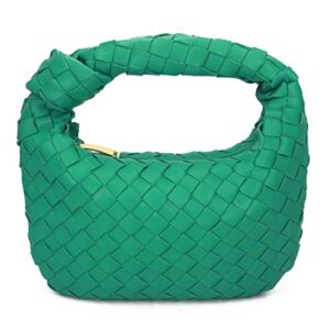 Woven Handbag, Knotted Clutch Bag For Women Soft Leather Hobo bag Fashion Mini Clutch Purse with Zipper Closure Shoulder Bags