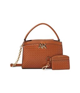 Anne Klein Woven Curved Satchel w/Card Case Ginger Biscuit/Ginger Biscuit One Size