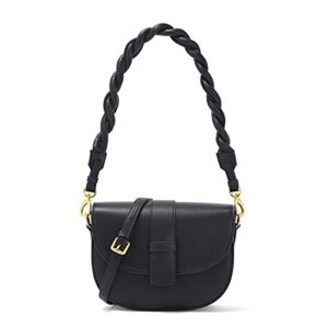 YXBQueen Black Bags for Women Purses and Handbags PU Leather Crossover Bag Over the Shoulder Bags, Black Saddle Bags