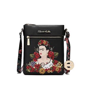 Frida Kahlo Flower Collection Cross Body Bag (Black/Black)