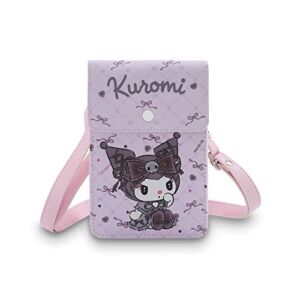 Kitty Cat Kuroro My Medy Stitch Wallet With Lanyard Kitty Cat Crossbody Bags Cell Phone Purse Coin Pouch for Girls Women(PB-Kuroro B）