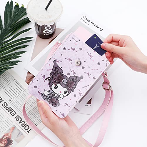 Kitty Cat Kuroro My Medy Stitch Wallet With Lanyard Kitty Cat Crossbody Bags Cell Phone Purse Coin Pouch for Girls Women(PB-Kuroro B） | The Storepaperoomates Retail Market - Fast Affordable Shopping