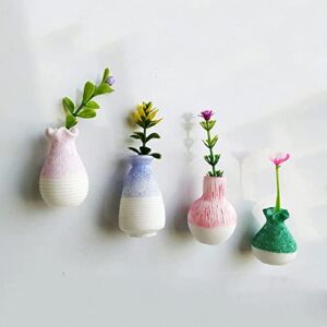4 Pcs Mini Ceramic Vase Refrigerator Magnets, Fridge Magnets Whiteboard Magnets for Home and Office Decoration