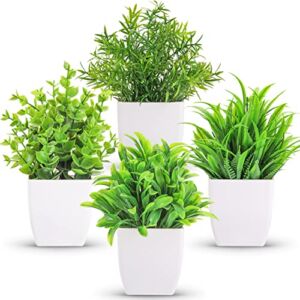 Der Rose 4 Packs Small Fake Plants Artificial Greenery Eucalyptus Plants in Pots for Bedroom Living Room Decor