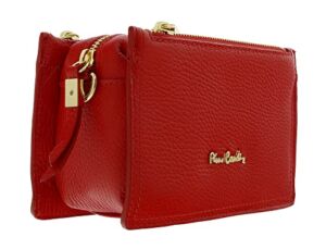 Pierre Cardin Red Leather Small Structured Square Crossbody Bag for womens
