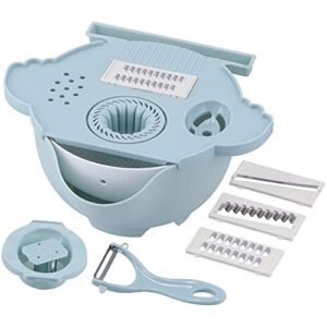 Drain Basket Chopper, Vegetable Cutter Avoid Wasting Vegetable Grater Manual Convenient with 4 Blade for Home for Kitchen
