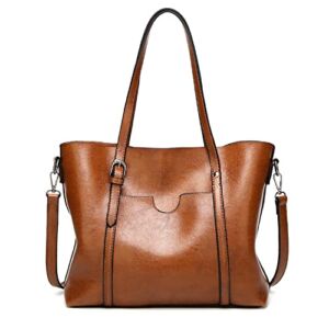 Retro Tote Bags for Ladies Travel Handbags Waterproof Brown Purse Lightweight Tan Bag