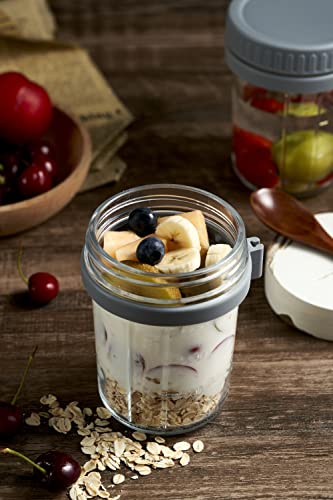 Overnight Oats Containers with Lids – 2pack Updated Design 10 oz Wide Mouth Mason Jar with Spoon Very Convenient for Use On The Go, Tight sealing glass jar ideal for home, office or to go | The Storepaperoomates Retail Market - Fast Affordable Shopping