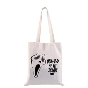 CMNIM Funny Horror Movies Tote Bag You Had Me At Scary Movie Ghost Face Gift for Scream Horror Thriller Movie Fans Storage Bag (Scream Horror Tote Bag)