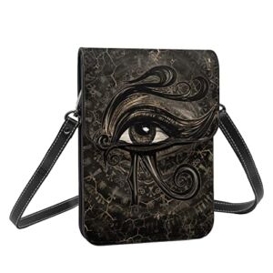 SKETVNHR Egyptian Eye of Horus Small Crossbody Cell Phone Purse for Women Soft Leather Fashion Travel Wallet with Adjustable Strap