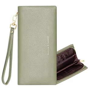 Wallet for Women Clutch Wristlet Wallet with Phone Holder Large Soft Vegan Leather Card Holder
