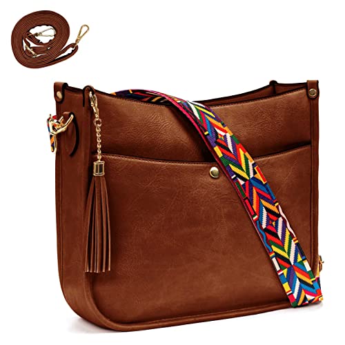 CELELA Crossbody Bags for Women Vegan Leather Shoulder Bucket Cross-body Purse with Guitar Strap Replacement Tassel(Bown) | The Storepaperoomates Retail Market - Fast Affordable Shopping