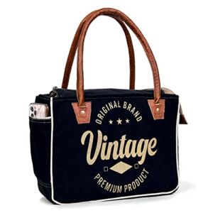 CLA Upcycled Vintage Canvas & Leather Handbag, Cowhide Leather and Canvas Bag, canvas Handbag for women, Canvas Tote Bag, Canvas Hobo Bags for women
