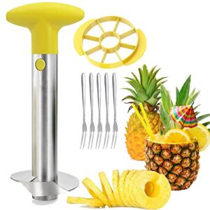 Pineapple Corer and Slicer Tool, Pineapple Cutter [Reinforced Thicker Sharp Blade] [Upgraded] 304 Stainless Steel, Easy Clean, Anti-Slip Handle Super Fast Pineapple Slicer for Kitchen & Home