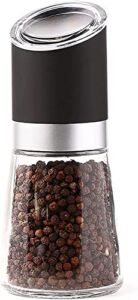JYYBN PEPPER GRINDEERS Refilistic Stainless Steel, Adjustable Coarseneness Mills Glass Material to Refill Sea Salt, Small PepperCorn, Black Pepper, Fits in Home, Kitchen