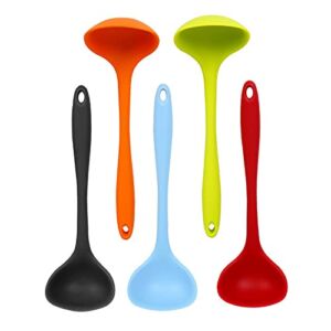 Silicone Ladle Spoon, Set of 5 Seamless & Nonstick Kitchen Soup Ladles, Serving Utensils Kitchen Soup Ladles for Home Kitchen Cooking(7.87 Inch)