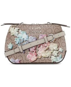 Calvin Klein Lucy Triple Compartment Crossbody, Almond/Taupe/Floral