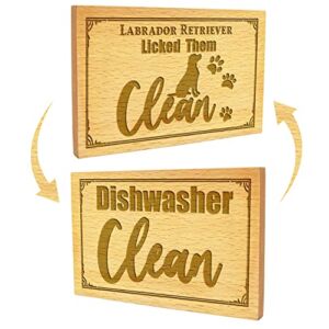 Funny Labrador Home Dishwasher Magnet Clean Dirty Sign, Kitchen Dishwasher Magnet Clean Dirty Wood Sign, Clean Dirty Dishes Kitchen flip Indicator Magnet, Labrador mom and dad Gift