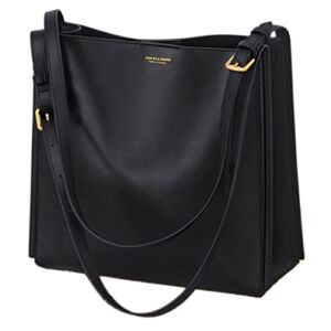 Cnoles Women Shoulder Bag Genuine Leather Tote Hobo Satchel Crossbody Bags Purse And Handbags for Women Large Capacity Black