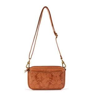The Sak womens Cora Leather Crossbody, Tobacco Floral Embossed, One Size US