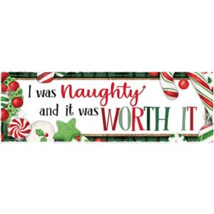 Carson Home Accents Naughty Christmas Magnet Message Bar Sign, 6-inch Width