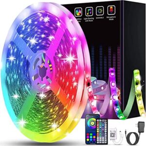 XIER 65.6ft Led Lights for Bedroom, Bluetooth Smart APP Control 5050 RGB Color Changing Led Strip Lights with Remote Control Led Lights for Room Kitchen Party Home Decoration