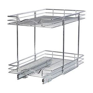 Hold N’ Storage 2 Tier Pull Out Cabinet Organizer Shelves – Heavy Duty Metal with 5 Year Limited Warranty -15″W x 21″D x 17-3/4″H