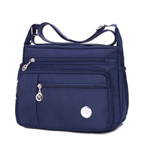 Blostirno Women’s Crossbody Bag Nylon Waterproof Shoulder Handbags Purses Travel Bags with Muitipockets Blue L