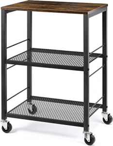LIANTRAL 3 Tier Rolling Cart, Kitchen Carts on Wheels with Storage and Steel Frame, Multifunctional Utility Cart for Kitchen, Bathroom, Living Room, Bar, Office (16.5” * 12.6”)