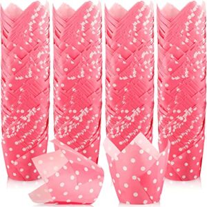 400 Pcs Polka Dot Tulip Cupcake Liners Pink and White Paper Baking Cupcake Cups Greaseproof Paper Cupcake Wrappers Muffin Baking Cup Liners for Kitchen Home Wedding Baby Shower Birthday Festival Party