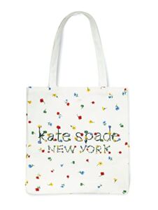 Kate Spade New York Canvas Book Tote, Large Shoulder Bag, Cute Tote for Beach or School (Garden Toss)