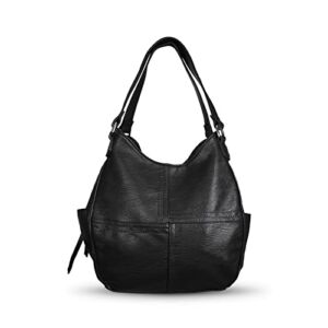 LUCKWE Purses for Women Tote Bag Hobo Bags for Women Cell Phone Clutch Crossbody Zipper Bags Leather Wedding Designer Shoulder Handbags(Black)