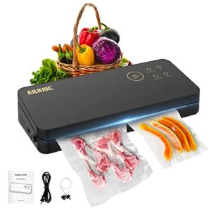 Vacuum Sealer Machine Preservation AILNJUC – Automatic Food Sealer Vacuum Sealer Built-in Cutter,with Air Sealing System & Bag Storage,Compact Design,Dry & Moist Food Modes,Led Indicator Lights