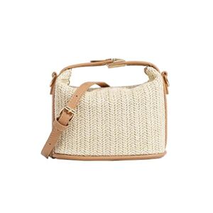 KITOLTER Straw Shoulder Bag Clutch Crossbody Bag Casual Beach Handmade Bag Handbag for Women (Straw)