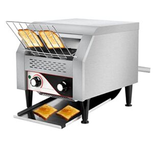 Conveyor Commercial Toaster, Electric Stainless Steel Toaster 2.2KW 110V 300 PCS/Hour Countertop Toaster Heavy Duty 304 Foodgrade Silver Bread Toaster for Home Restaurants Bakery Use