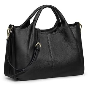 Kattee Genuine Leather Purses Handbags for Women Crossbody Bags Top Handle Soft Satchel Tote Shoulder Bag Medium Size