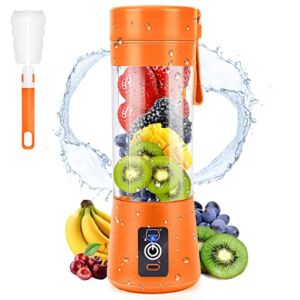 Portable Blender, MIAOKE Personal Mini Juice Blender, USB Rchargeable Juicer Cup with Six Blades in 3D, Smoothie Blender Home/Office/Outdoors- Orange