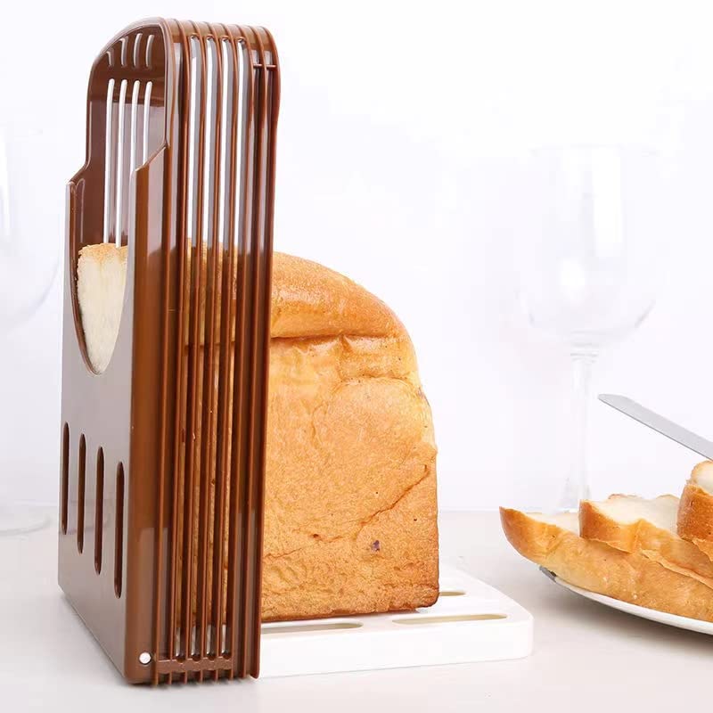 Bread Slicer,Bread Slicer for Homemade,Bread Loaf Cutter Machine – Foldable Adjustable Brown Plastic Bread Machine，Kitchen Fittings be used for Sandwich Cutter toast Bagel Slicer | The Storepaperoomates Retail Market - Fast Affordable Shopping