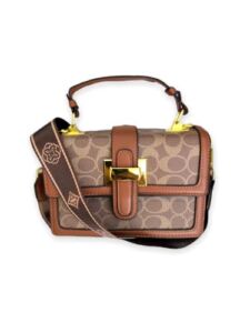 Small Crossbody Bags For Women – Leather handbag – Satchel Shoulder Bag – Fashion Design -Gold clasp – Multifunctional (Brown)