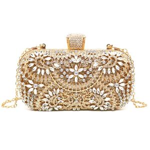 Lytosmoo Women Sparkly Rhinestone Clutch Purses Elegant Glitter Evening Bag Gold Clutch Wedding Party Crossbody Shoulder Bags