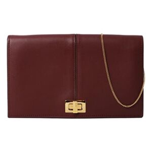 FENDI Peekaboo Brown Leather Zucca Chain Wallet Clutch Bag 8M0414