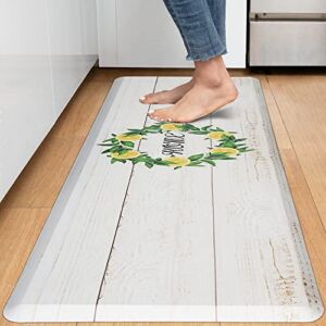 KOKHUB Kitchen Mat,1/2 Inch Thick Cushioned Anti Fatigue Waterproof Kitchen Rug, Comfort Standing Desk Mat, Kitchen Floor Mat Non-Skid & Washable for Home, Office, Sink,17.3″x60″- Lemon