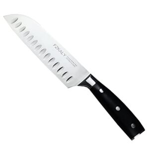 Fzkaly Santoku Knife 7-inch Asian Knife Ultra Sharp Kitchen Knife High Carbon Stainless Steel Japanese Chef Knife with Ergonomic Wood Handle and Gift Box, Best Choice for Home Kitchen