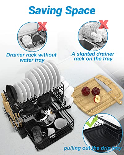 3 Tier Dish Drainer Rack for Kitchen Counter, Large Capacity Dish Drying Rack with Drainboard,Cup Holder,Cutting Board Rack and Cutlery Holder,Detachable Stainless Steel Dish Drying Rack for Kitchen | The Storepaperoomates Retail Market - Fast Affordable Shopping