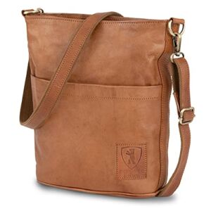 Berliner Bags Vintage Leather Shoulder Bag Sofia, Two Strap Crossbody Handbag for Women – Brown