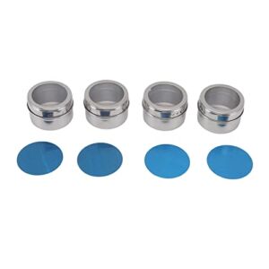 Aqur2020 Magnetic Spice Jars,Space SavingMagnetic Design Stainless Steel Clear Sift Pour Lids Magnetic Spice Tins for Home Kitchen Seasoning Spice 4Pcs